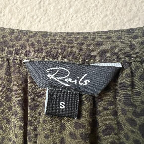 Rails Jasmine Long Sleeve Smocked Dress in Olive Speckled Size S - Picture 4 of 6